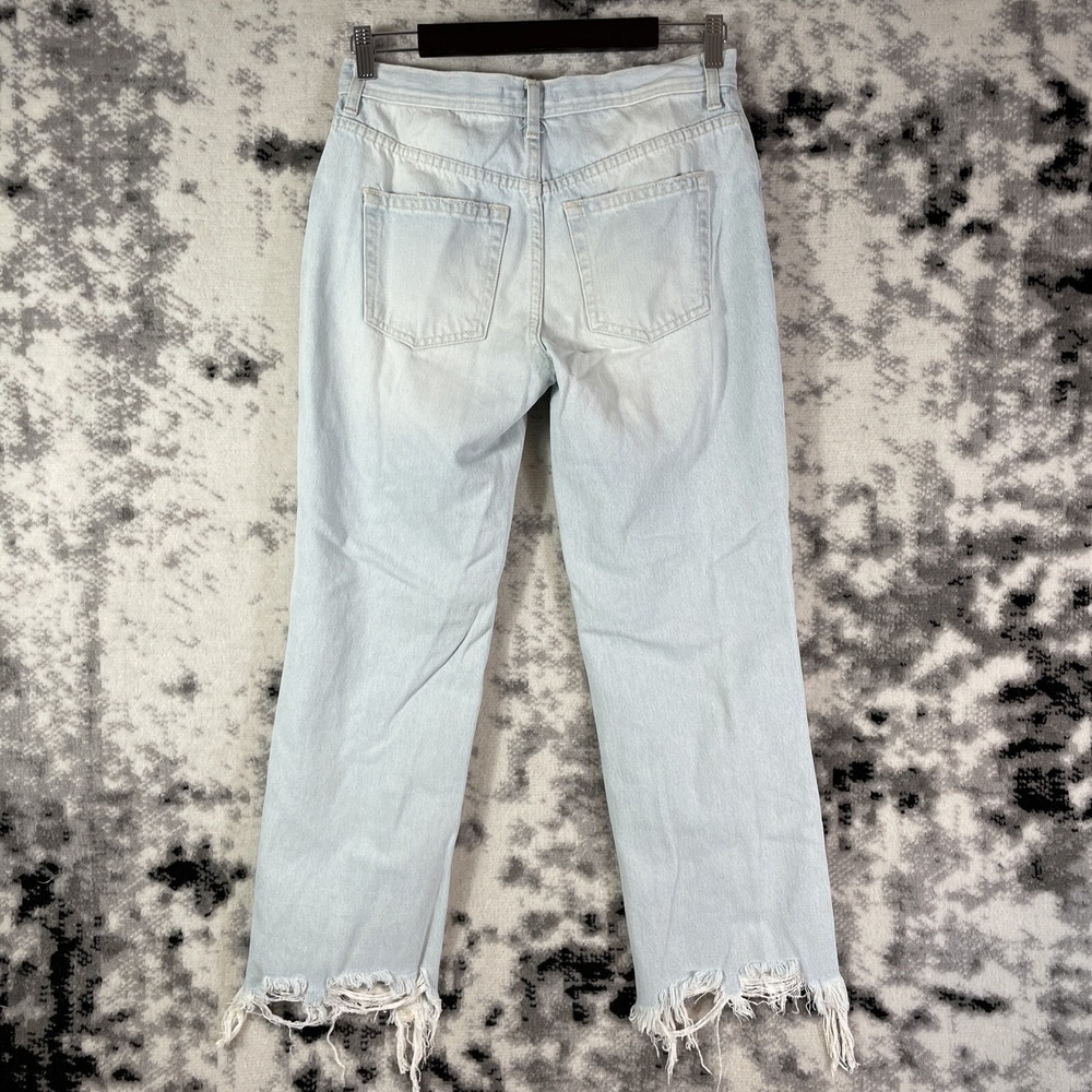 We The Free Jeans Womens Size 27 Light Wash Distressed Raw Hem Cotton Skater - Picture 2 of 13